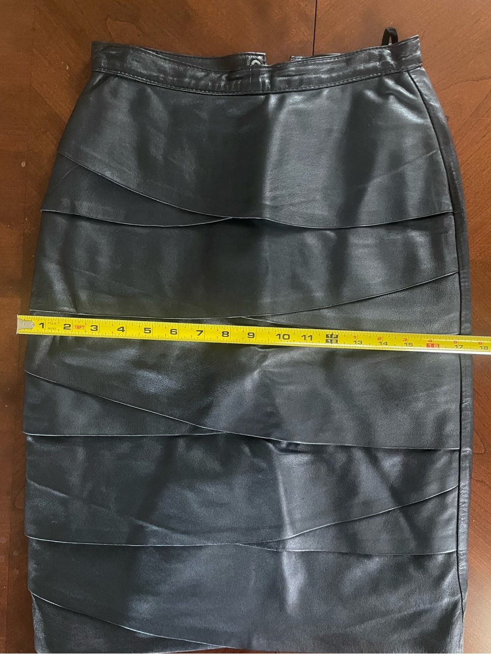 Demir Leather Pencil Skirt Asymmetric Paneled Black Size 4 - Picture 9 of 10